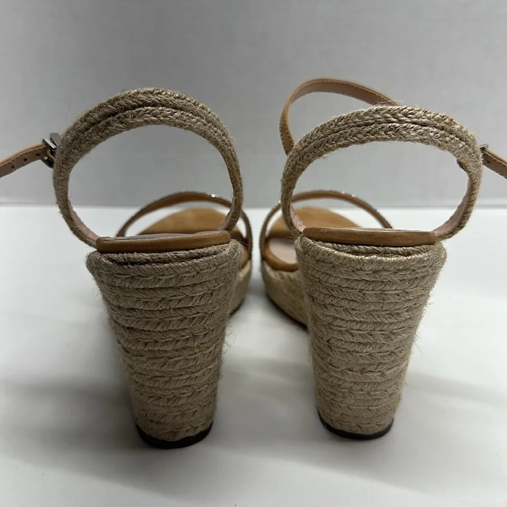 Schutz Salita Wedges High Heel Shoes Espadrilles Rhinestones Ankle Strap 8.5